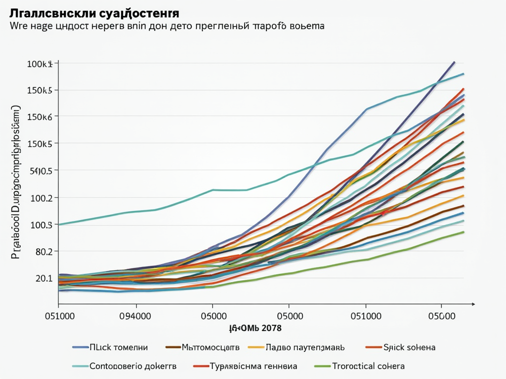 Диаграмма роста чего-то неверно переведенного на русский с множеством цветных линий.